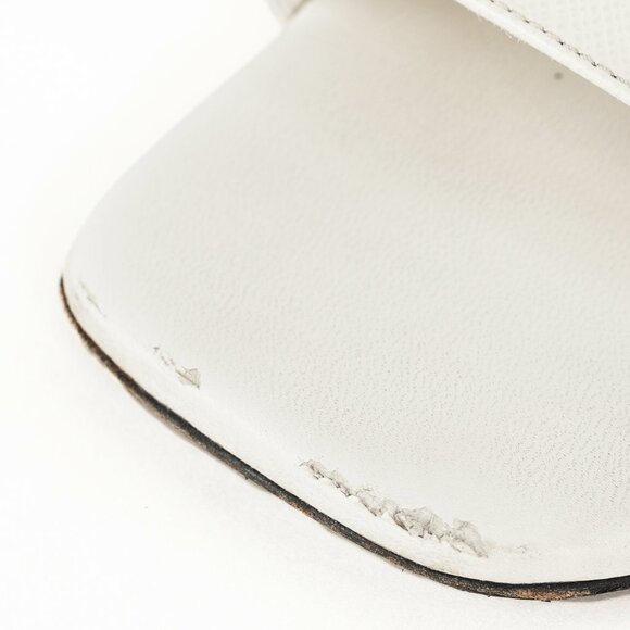 Prada White Saffiano Leather Logo Slide Sandals - Picture 8 of 11